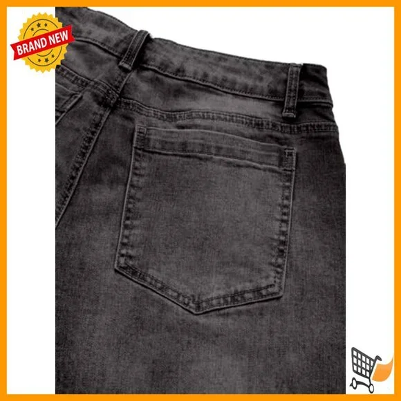 Mid Waist Wide Leg Jeans with Stitch Decor Washed Denim Pants - Picture 6 of 6